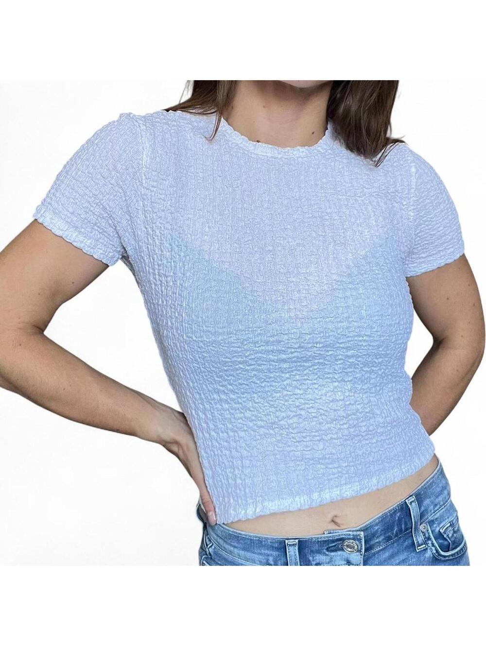 Abercrombie & Fitch White Textured Top